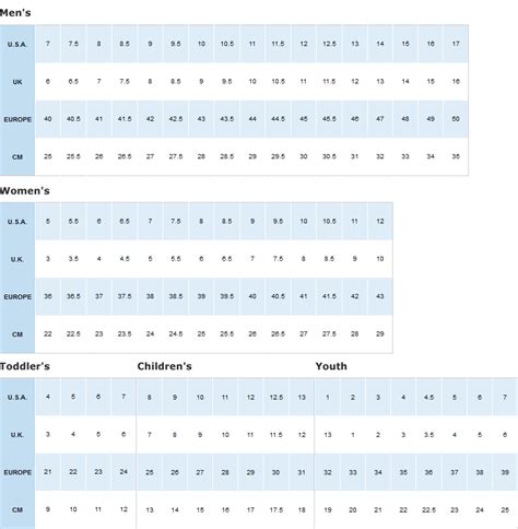 columbia shoe size conversion chart.